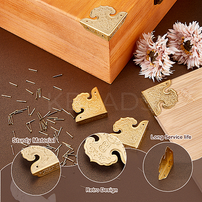 4Pcs Brass Box Corner Protectors FIND-FH0017-05G-1