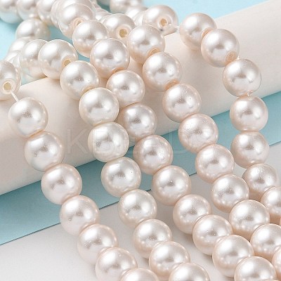 (Defective Closeout Sale: Fading) Baking Paint Pearlized Glass Pearl Round Bead Strands LS-HY-XCP0001-12-1