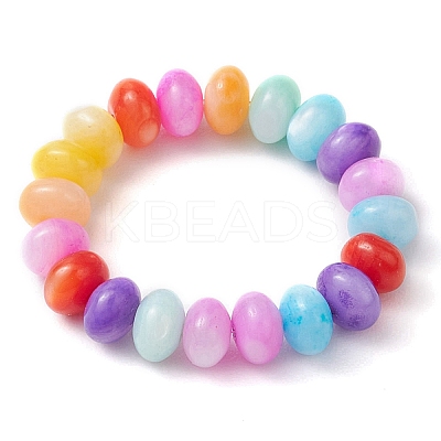 Rondelle Dyed Natural Freshwater Shell Beaded Stretch Rings for Women RJEW-JR00741-1