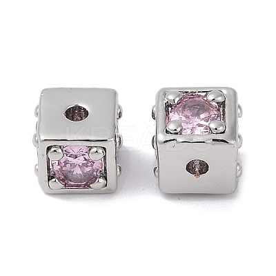 Brass Cubic Zirconia Beads KK-Q030-14B-P-1