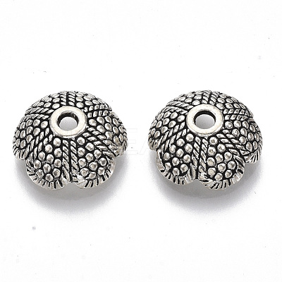 6-Petal Tibetan Style Alloy Bead Caps TIBE-S320-137AS-LF-1