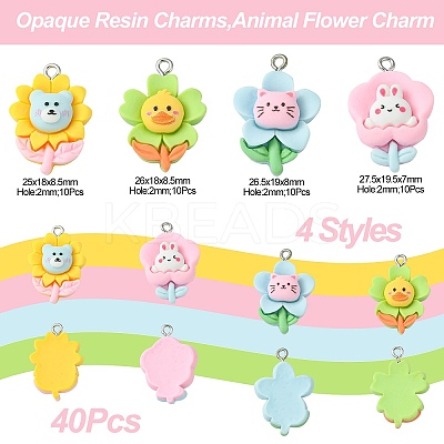 40Pcs 4 Styles Opaque Resin Pendants RESI-CJ0002-85-1