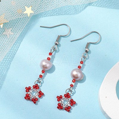 Natural Pearl Dangle Earrings EJEW-MZ00120-03-1