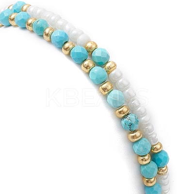 2Pcs 2 Style Natural Howlite & Glass Seed Round Beaded Stretch Bracelets Set for Women BJEW-JB09332-1
