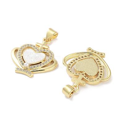 Brass Micro Pave Clear Cubic Zirconia Pendants KK-L213-017G-01-1