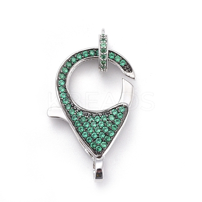 Brass Micro Pave Cubic Zirconia Lobster Claw Clasps ZIRC-F110-01D-1