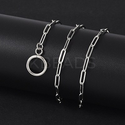Non-Tarnish Unisex 304 Stainless Steel Paperclip Chain Necklaces NJEW-H215-04P-1