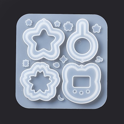 DIY Sakura & Cat's Head & Star & Lollipop Shaped Pendant Food-grade Silicone Molds LS-SIMO-D001-06-1