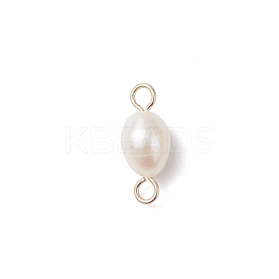 Natural Cultured Freshwater Pearl Rice Connector Charms PALLOY-JF04478-01-1