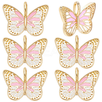 6Pcs Brass Enamel Pendants KK-BBC0021-65A-1