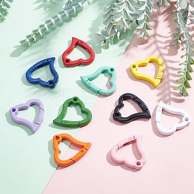20Pcs 10 Colors Spray Painted Alloy Spring Gate Rings KEYC-PH0001-47-1