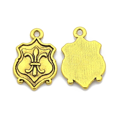 Tibetan Style Alloy Shield Carved Fleur De Lis Pendants TIBEP-EAAA056Y-AG-LF-1