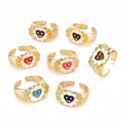 Brass Enamel Cuff Rings RJEW-S045-121-NR-1
