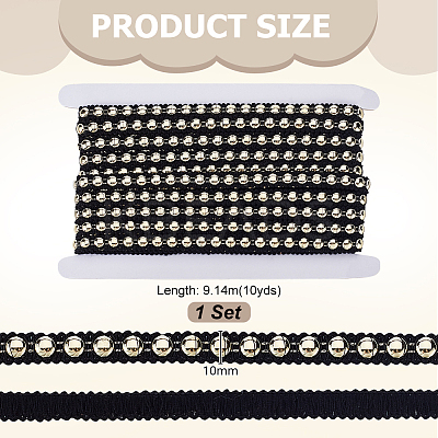 10 Yards Polyester with ABS Plastic Half Round Bead Lace Trim OCOR-GA0002-76A-1