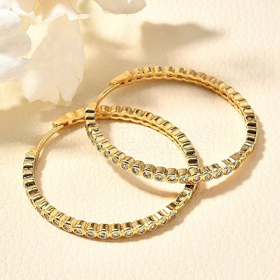 Rack Plating Brass Micro Pave Clear Cubic Zirconia Hoop Earrings for Women EJEW-C125-17B-G-1