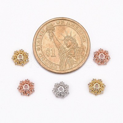 CZ Brass Micro Pave Cubic Zirconia Flower Bead Caps ZIRC-L003-8mm-01-1