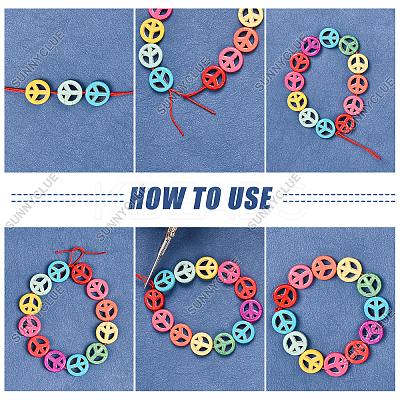 100Pcs Peace Sign Synthetic Turquoise Beads DIY-SC0015-52-1