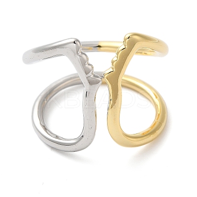 Brass Hollow Open Cuff Rings for Women RJEW-B062-12GP-1