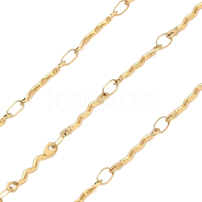 304 Stainless Steel Wavy Bar Link Chains CHS-H116-01L-G-1