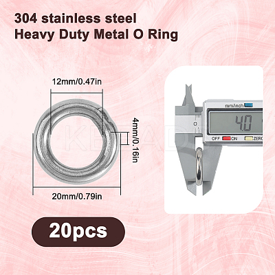 20Pcs 304 Stainless Steel Closed Jump Rings STAS-SP0001-85B-1