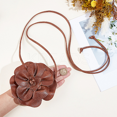 PU Leather Flower Knot Tie Waist Belts AJEW-GF0014-11A-1