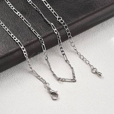 Brass Figaro Chains Necklaces for Women NJEW-D302-29P-1