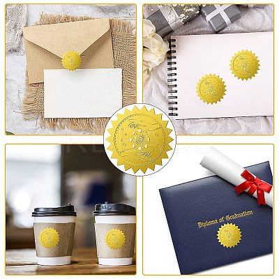 12 Sheets Self Adhesive Gold Foil Embossed Stickers DIY-WH0451-050-1