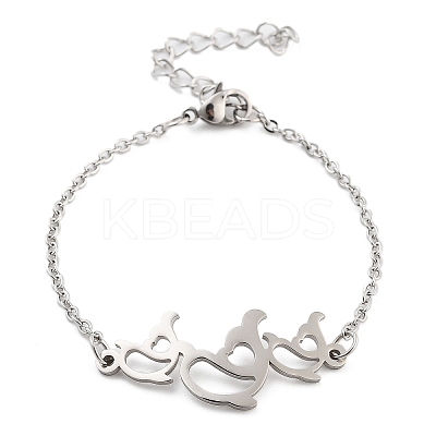 Non-Tarnish Stainless Steel Cable Chain Link Bracelets for Women Men STAS-Z061-01P-03-1