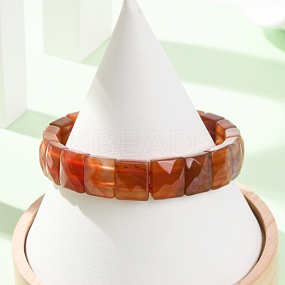 Dyed & Heated  Natural Carnelian Beaded Stretch Bracelets for Unisex G-K303-02G-1