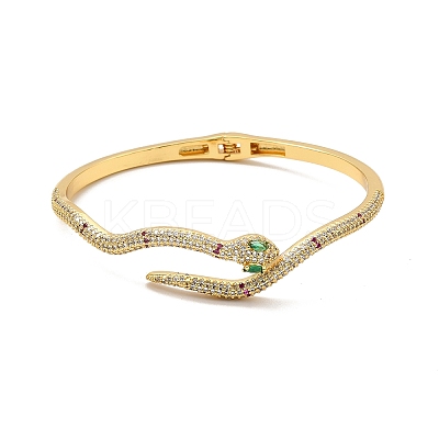 Cubic Zirconia Snake Open Cuff Bangle BJEW-P281-09G-01-1