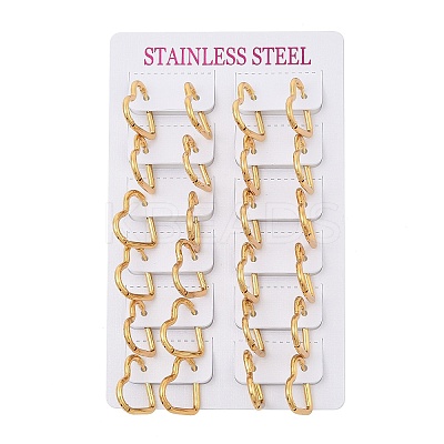 PVD Vacuum Plating 201 Stainless Steel Heart Hoop Earrings EJEW-Q002-03G-1