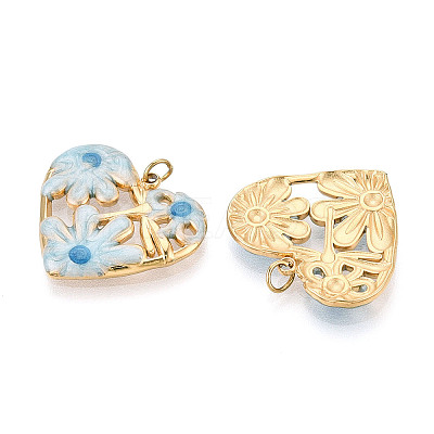 304 Stainless Steel Enamel Pendants STAS-T069-55M-1