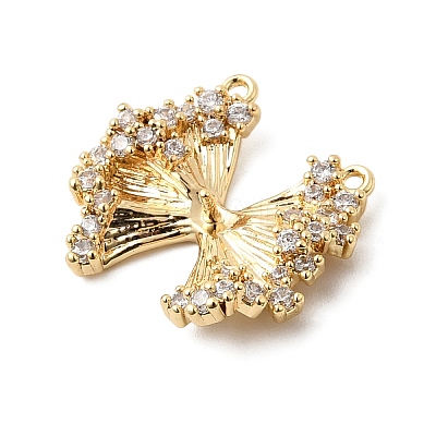 Brass Pave Clear Cubic Zirconia Pendants KK-G553-05G-1