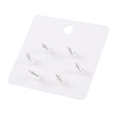 6 Pcs Brass Micro Pave Clear Cubic Zirconia Ear Studs EJEW-S218-01P-05-1