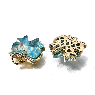 Brass Micro Pave Cubic Zirconia Charms KK-Q043-02G-01-1