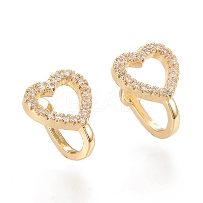 Brass Micro Pave Clear Cubic Zirconia Cuff Earrings EJEW-M195-04G-1