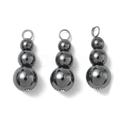 Synthetic Non-magnetic Hematite Round Beaded Pendants PALLOY-JF02867-05-1