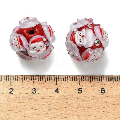 Christmas Theme Polymer Clay Rhinestone Beads with Resin RESI-Z045-01C-1