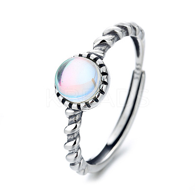 925 Sterling Silver & Natural Moonstone Adjustable Finger Rings FS-WG9EA45-02-1