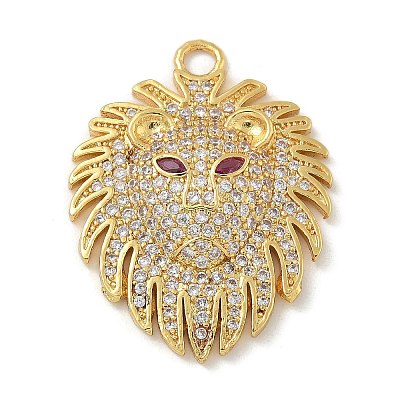 Rack Plating Brass Micro Pave Clear Cubic Zirconia Pendants KK-G515-66G-01-1