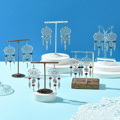 Alloy Feather Dangle Earrings EJEW-FS00028-1