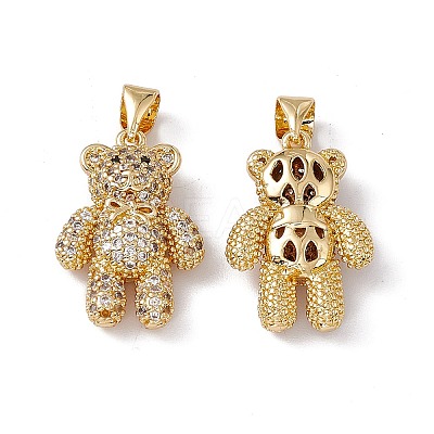 Brass Micro Pave Cubic Zirconia Pendants KK-B061-15G-1