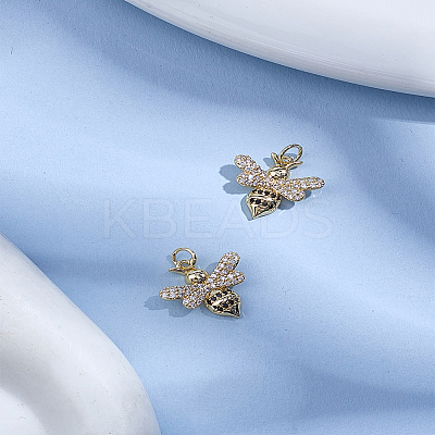 2Pcs Brass Micro Pave Grade AAA Cubic Zirconia Charms ZIRC-LP0001-41-1