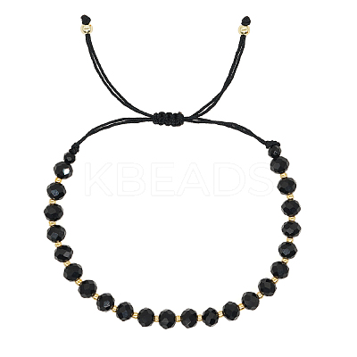 Bohemian Style Faceted Rondelle Glass Beaded Adjustable Braided Bracelets for Women LS-MJ9163-1