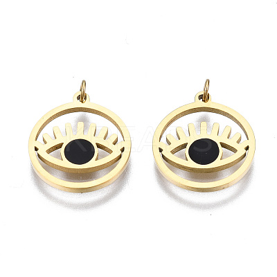 316 Surgical Stainless Steel Enamel Charms STAS-S116-395A-G-1