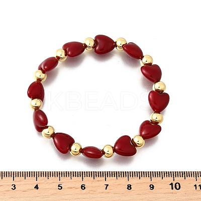 Valentine's Day ABS Imitation Pearl Beads Stretch Bracelets for Women BJEW-D317-08B-G-1