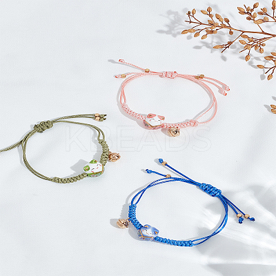 3Pcs 3 Colors Bell Charm Bracelet BJEW-LP0004-51-1