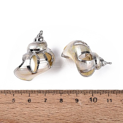Electroplate Natural Sea Shell Pendants SSHEL-Q100-03P-1