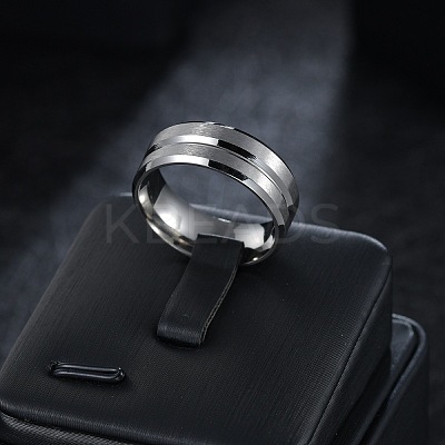 Grooved 201 Stainless Steel Finger Rings for Men WG2ADDA-05-1