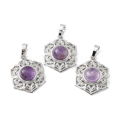 Natural Amethyst Pendants G-P498-02P-04-1